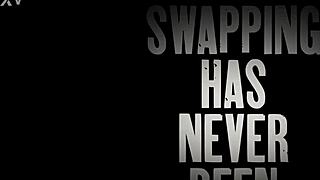Couple's First Swing Turns into Crazy Double Vaginal Squirting Orgasms