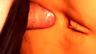 double penetration stretches her shaved fuck doll pussy and asshole wide