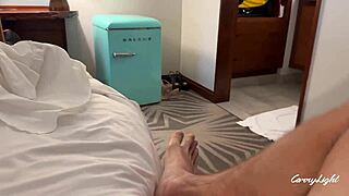STEP MOM CATCHES STEP SON JERKING OFF - HELPS HIM CUM ON PUSSY FAST!