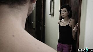 Big Cocked Stud Tricks Brunette Teen 18+ Babysitter Into Rough Monster Cock Blowjob And Fuck