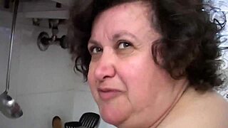 i love how this chubby italian old lady masturbates with broomstick so wildly