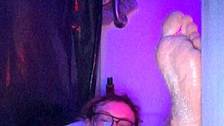 bath time gropes my boypussy clit with toys, watch this trans muscle play