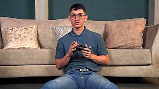 nerdy stepsister with brown eyes hotter than stepbrother's video game