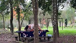 stepmom caught fucking outdoors by son tattooed milf