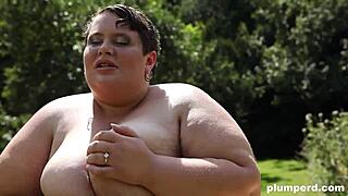 The Largest Mature Czech Bitch Squirms Submissive Outdoors Licking Huge Tits Cock