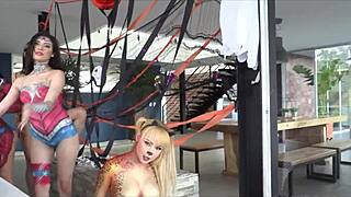 Interracial anal assfucking heats up the halloween party wild