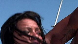 sexy latina teen double penetrated anal on boat cum in mouth