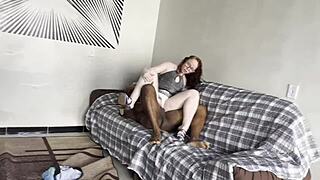 Brazilian babe pulls panties aside for bbc creampie