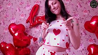 Blue-Eyed Petite Brunette Deepthroats Monster Cock Then Doggystyle Pounding On Valentine's