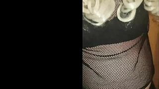 Girlfriend makes blindfolded crossdresser drink his own pee!