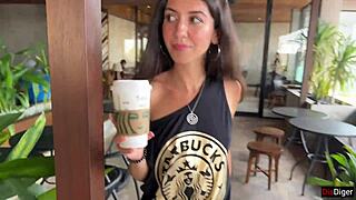 blowjob in public toilet and cumwalk after starbucks