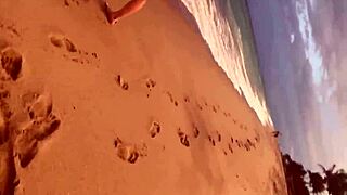 pissing in public beach with huge tits and wet pussy