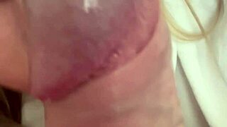 fat slag in red thong stockings gives messy blowjob