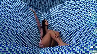 hot latina with a big ass gets her pussy fucked by a huge cock on a sauna