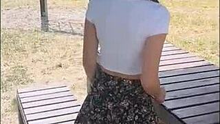 my girlfriend likes to show her pussy in public