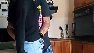 his best friend fucks me in the kitchen while he is watching tv next to us