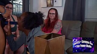 Strap on surprises a night of naughty lesbian fun!