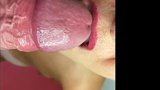 close up cumshot in mouth after blowjob