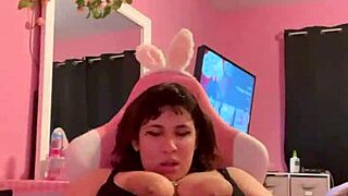playing with my pussy and big nipples alone