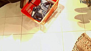 confident milf tries small jeans in store