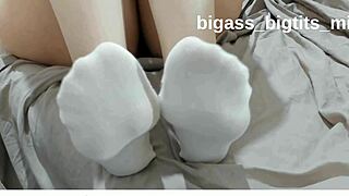 soles with white socks for foot fetish play