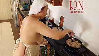 Nudist housewife regina noir cooks at the kitchen naked maid naked housewife s3