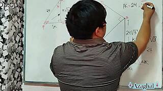 student solves math problems in bedroom