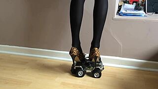Toy Car Crushed Under High Heels