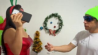 Stepdaughter teases stepdad at christmas