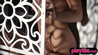 Petite blonde canadian beauty removes lingerie to show perky tits