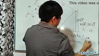 student solves math problems in bedroom