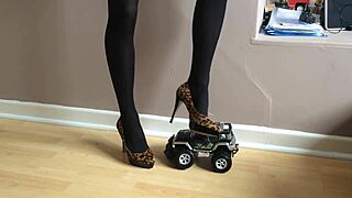 Toy Car Crushed Under High Heels