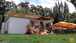 hunter meets girl on public beach for anal sex
