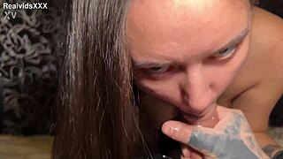 Anna gives nice blowjob and handjob