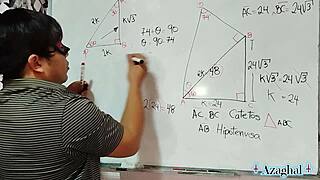 student solves math problems in bedroom