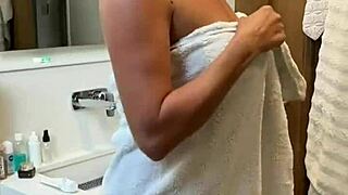 Julia north gives hot shower blowjob