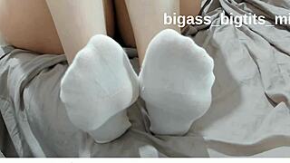 soles with white socks for foot fetish play