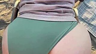 Big ass girl enjoys sex on the beach