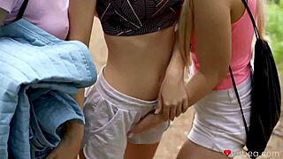 wet pussy eating facesitting lesbian threesome outdoors lesbea