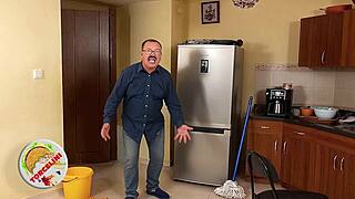 Maid Breaks Dishes Then Strips For Tips