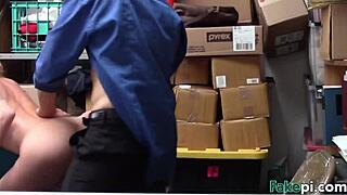 Blonde damisele in stress after shoplifting