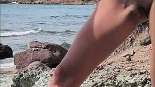 young lola spice pisses at beach and shower