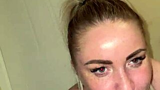 Blonde milf sucks step son dick and licks balls