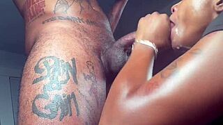 sloppy two hand double twist handjob blowjob combo with massive facial
