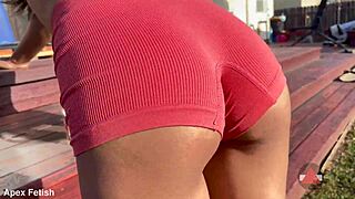 Vivas sizzling ass in tight shorts outdoors