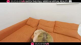 hot sexy blonde sucks black cock and fucks hard in vr