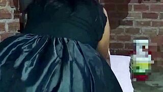 Latina model in corset after party