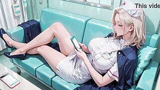 ai generated blonde nurse private moments in hospital corridor