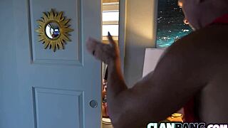 clan girl sits on the toilet to rubs her horny little 18+ pussy but stepdad catches her mastubating