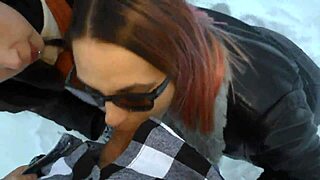 two hot girls warm that cock outside